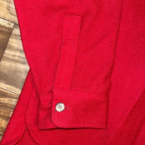 Vintage Woolrich Wool Button Shirt Red Collar Size Medium - Picture 3 of 10